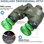 Military Binoculars 10x50 – Night Vision, Rangefinder & Built-in Compass – Waterproof & Ultra-Rugged