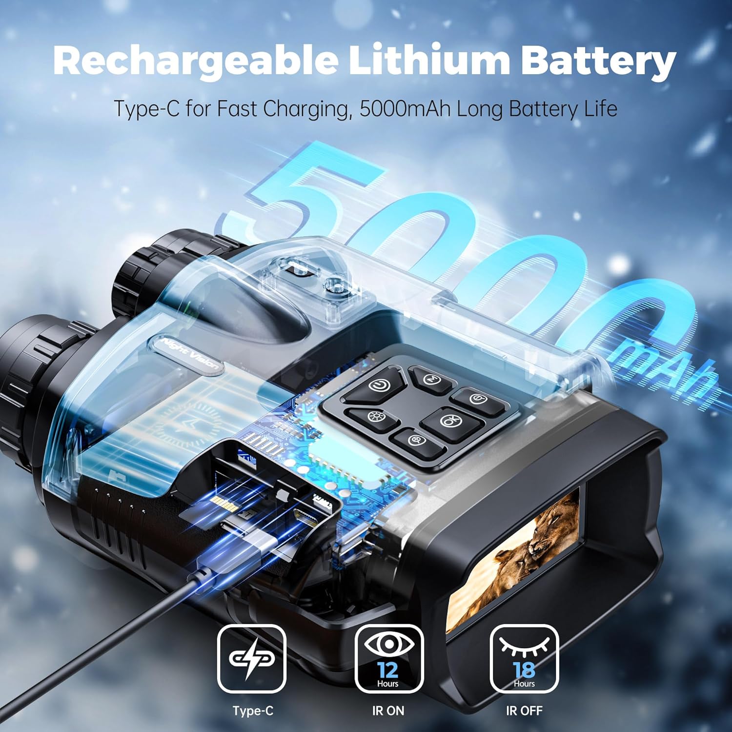 Night Vision Binoculars 4K , 8X Digital Zoom Hunting Observations