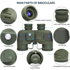 Military Binoculars 10x50 – Night Vision, Rangefinder & Built-in Compass – Waterproof & Ultra-Rugged